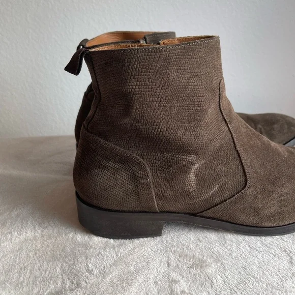 Aldo Men's Dark Brown Suede Chukka Ankle Boots with Side Zip - Picture 9 of 13